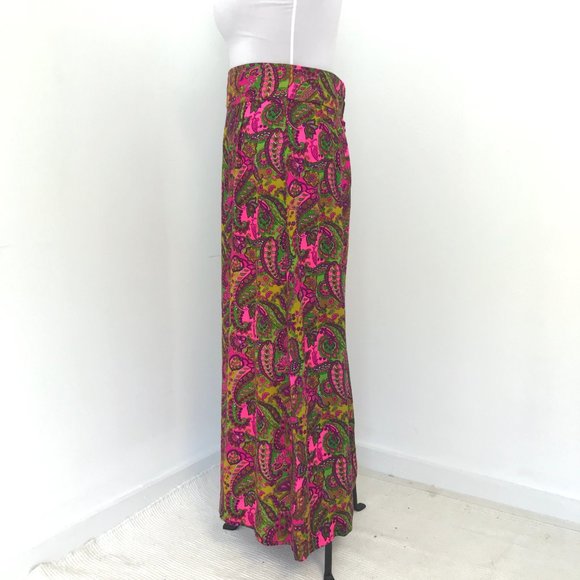 Vintage 70s M/L Cotton Hippy Print Maxi Skirt - Picture 6 of 10